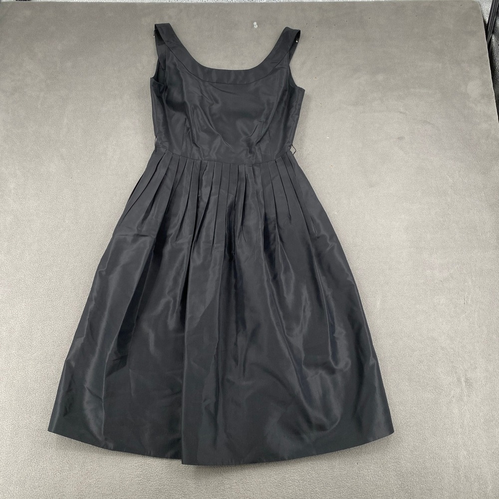 J.Crew Black 100% Silk Pleated Fit & Flare Cocktail Dress Size 0 RN77388